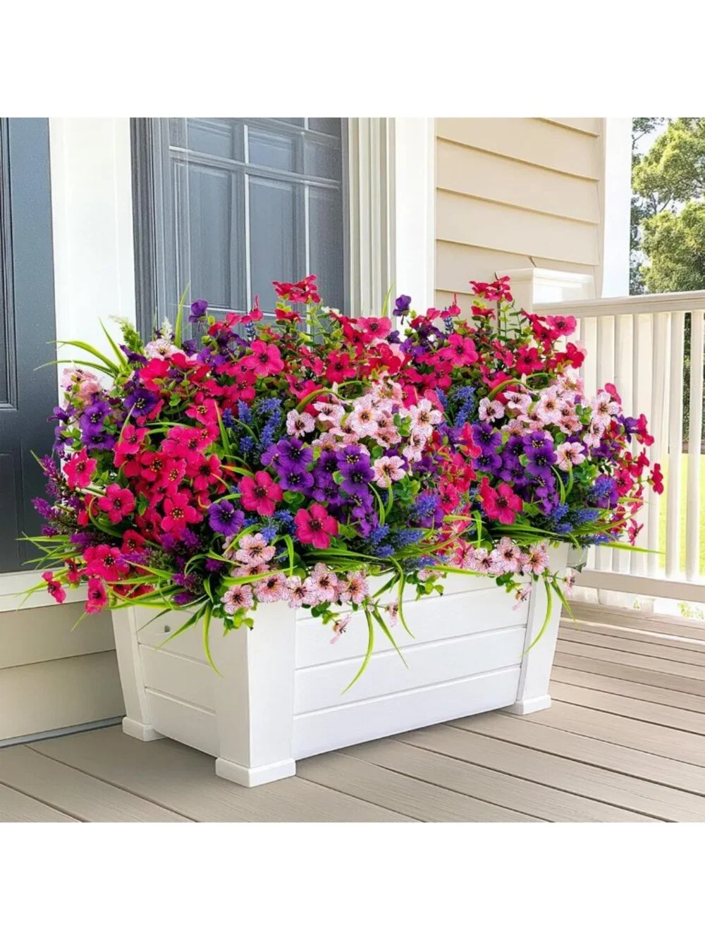 16 Bundles UV Resistant Artificial Flowers - Faux Plants for Garden, Patio